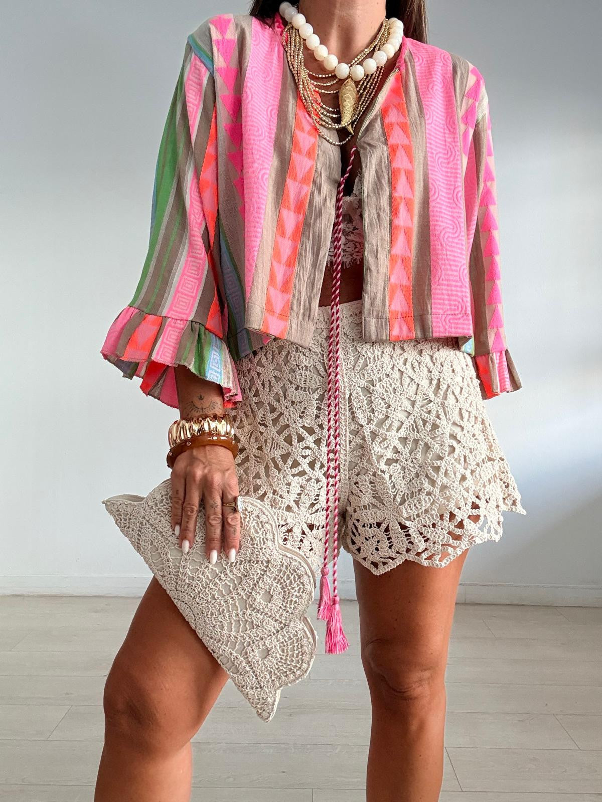 CHAQUETITA CORTA FLÚOR TRIBAL COLORS