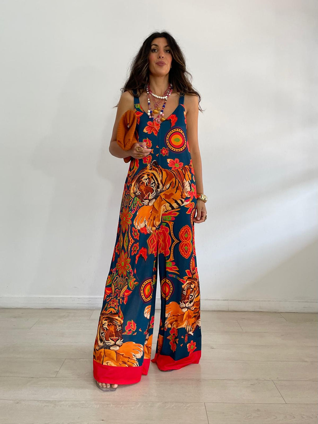 MONO LICRA TIGRE CORAL / AZUL