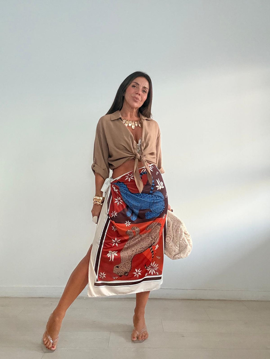 FALDA LARGA LICRA PANTERA AZUL