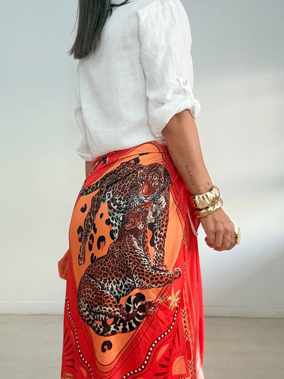 FALDA LARGA LICRA FELINE NARANJA