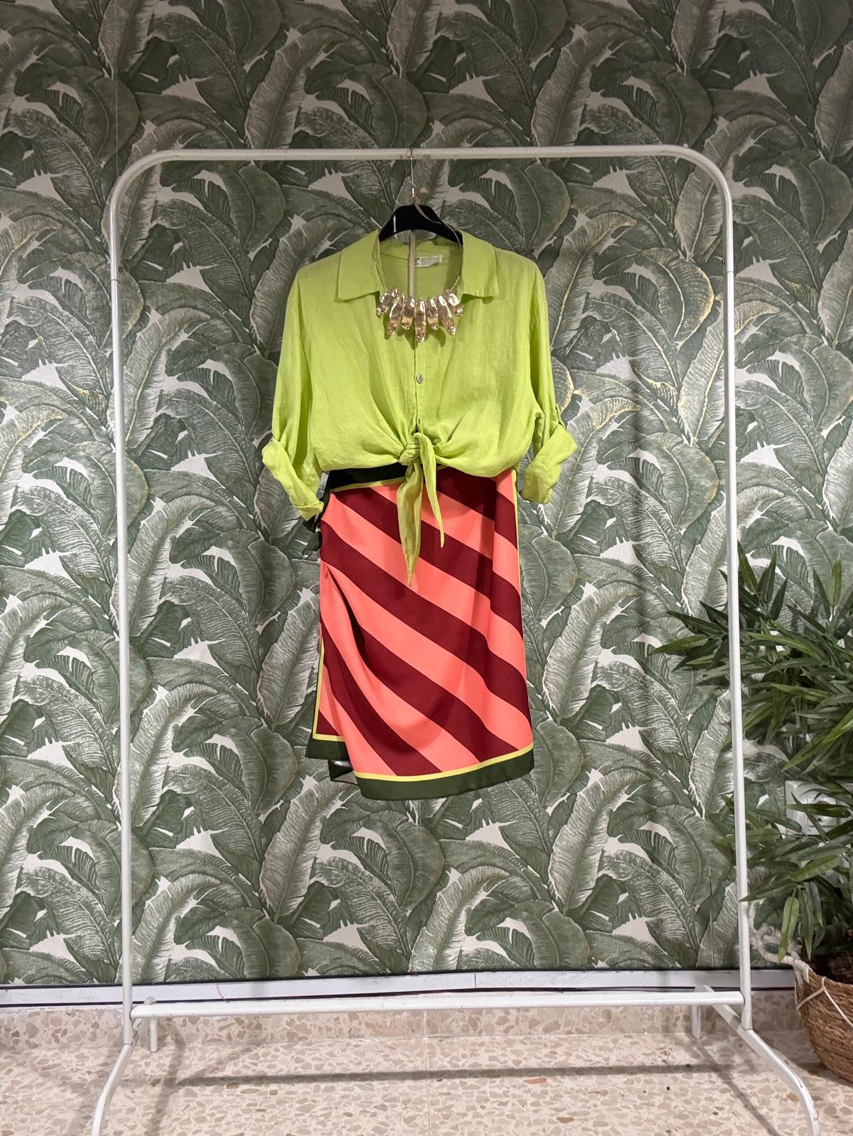 FALDA LAZADA RAYAS GRANATE / CORAL