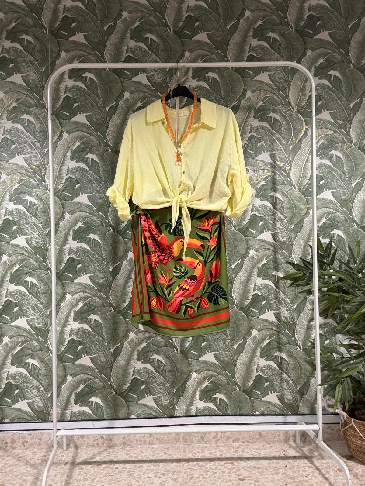 FALDA LAZADA LOROS VERDE