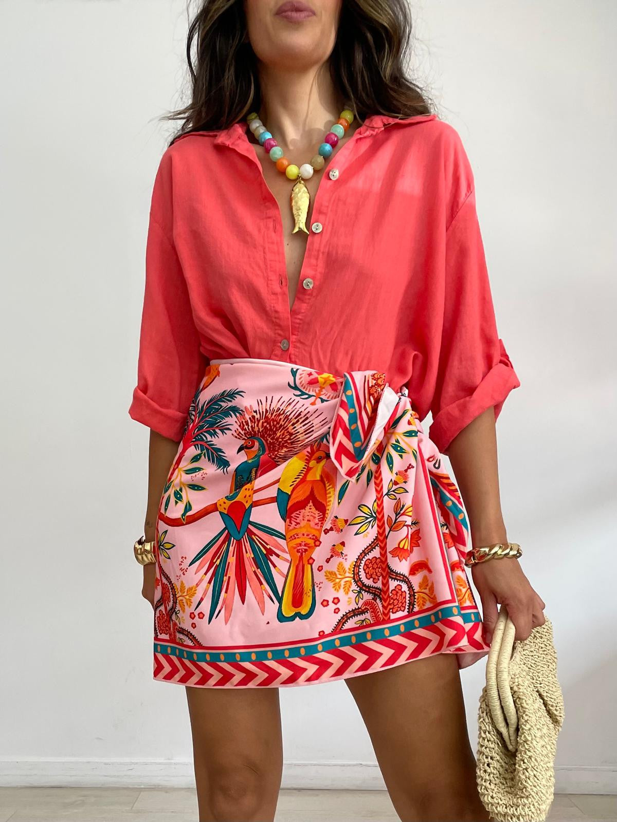 FALDA LAZADA PALMERA & LOROS