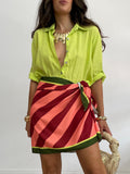 FALDA LAZADA RAYAS GRANATE / CORAL