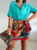 FALDA LAZADA TIGRE TEJA/TURQUESA