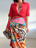 FALDA LARGA SATÉN LAZADA TIGRE CORAL