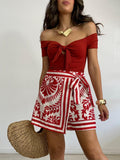 FALDA / PANTALÓN LAZADA ROJO/BLANCO