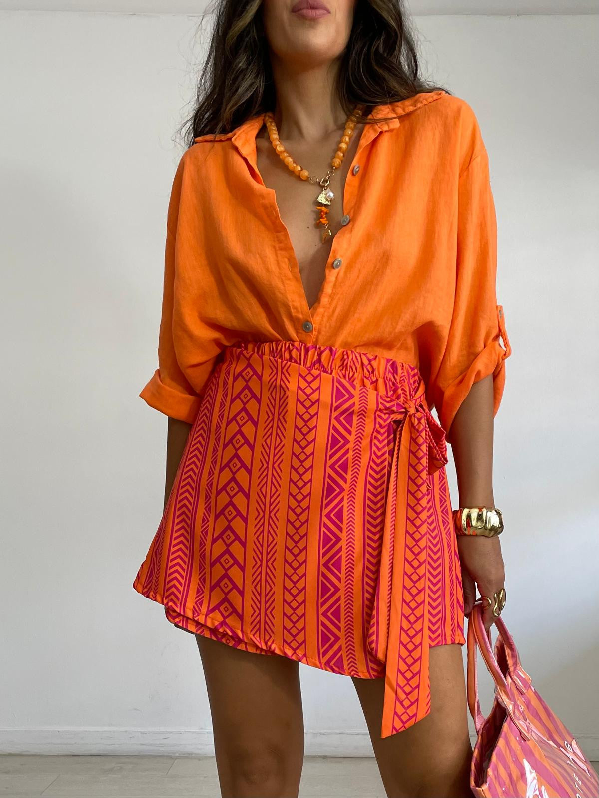 FALDA / PANTALÓN ETNICA ROSA/NARANJA