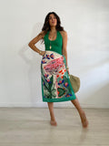 FALDA LARGA LICRA TIGRE VERDE/ROSA