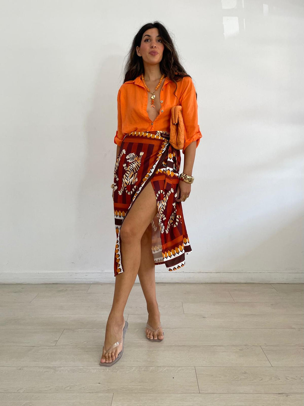 FALDA PAREO TIGER MARRÓN / TEJA