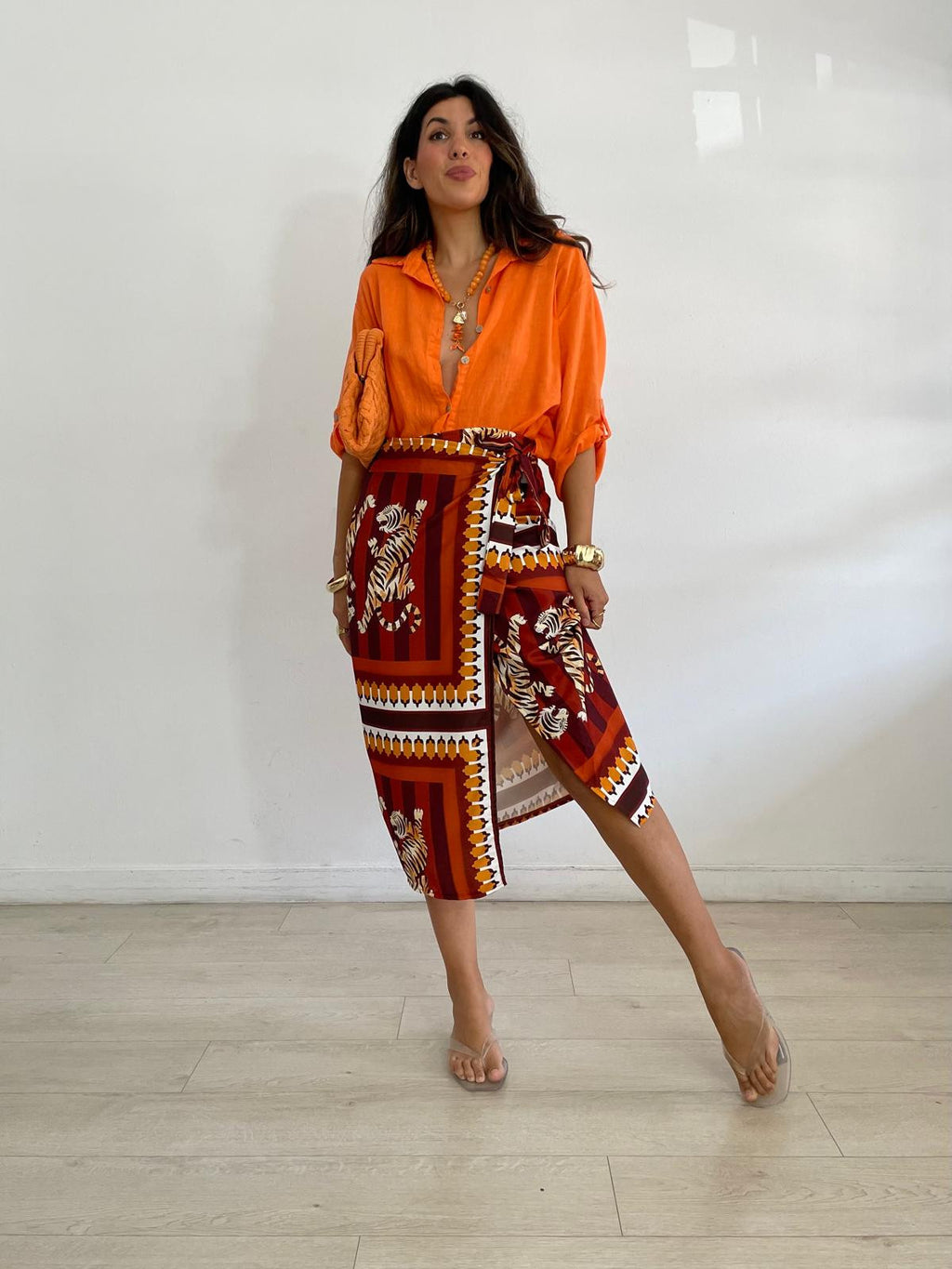 FALDA PAREO TIGER MARRÓN / TEJA