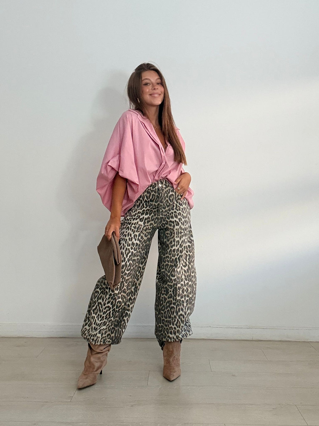JEANS BALLOON LEOPARDO BEIGE/GRIS