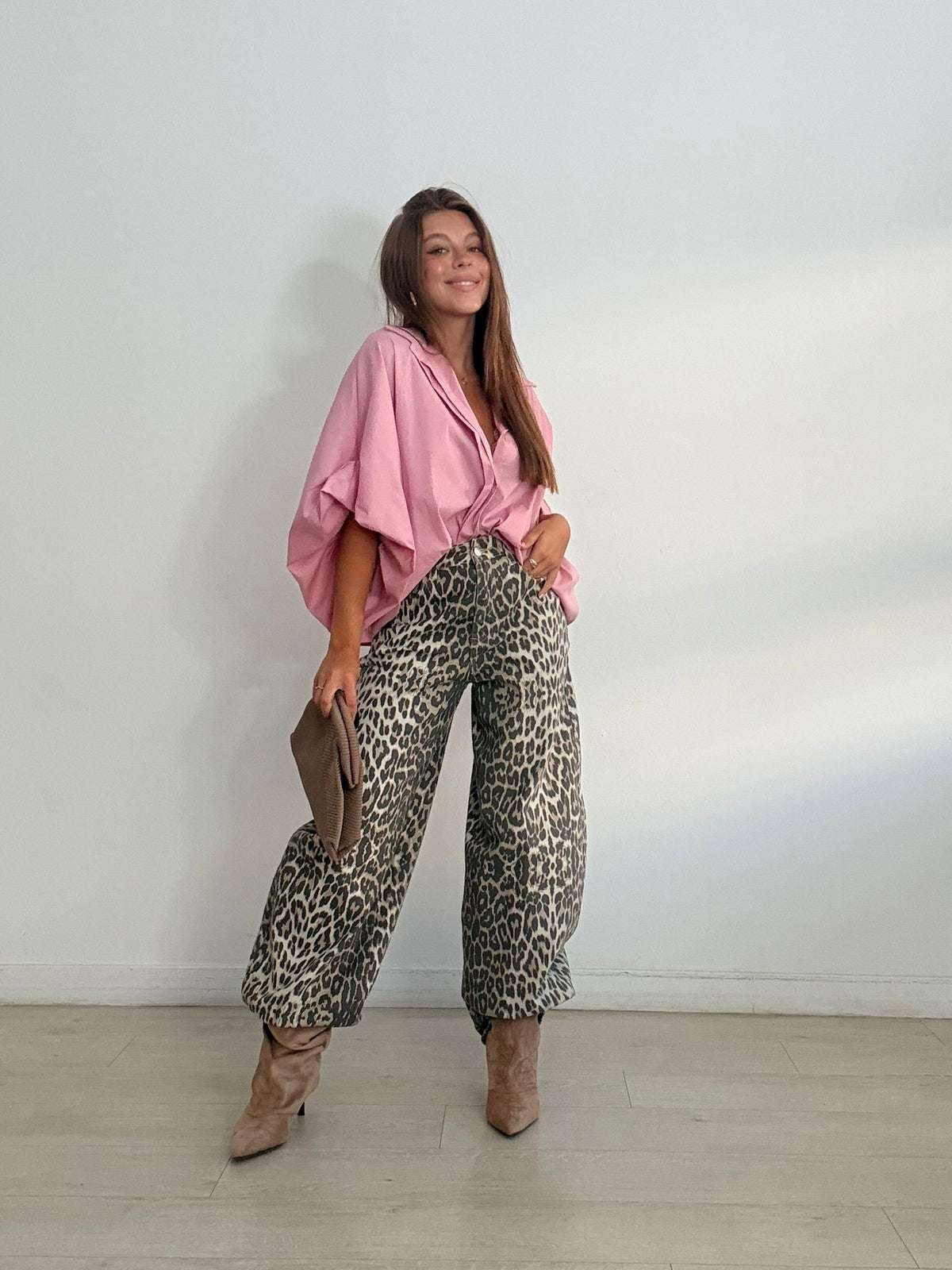 JEANS BALLOON LEOPARDO BEIGE/GRIS