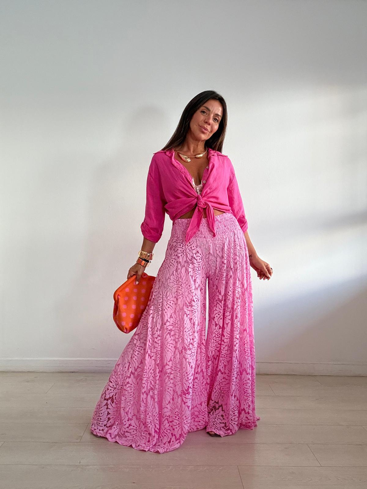 PANTALON ELASTICO TRANSPARENCIAS WIDE LEG