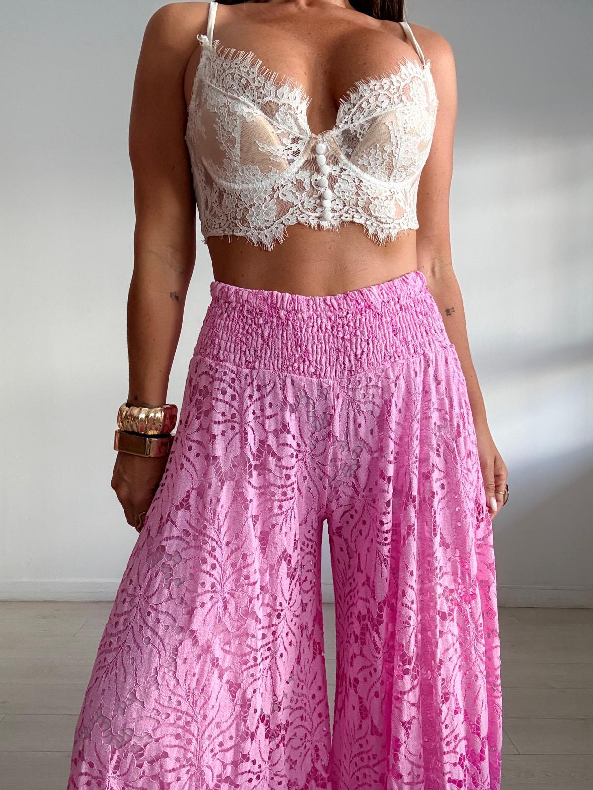 PANTALON ELASTICO TRANSPARENCIAS WIDE LEG