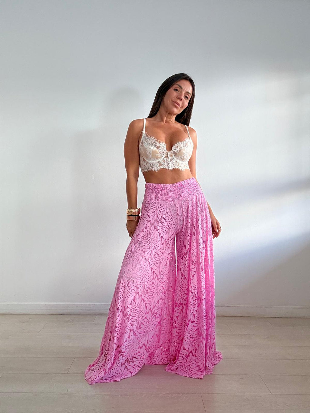 PANTALON ELASTICO TRANSPARENCIAS WIDE LEG