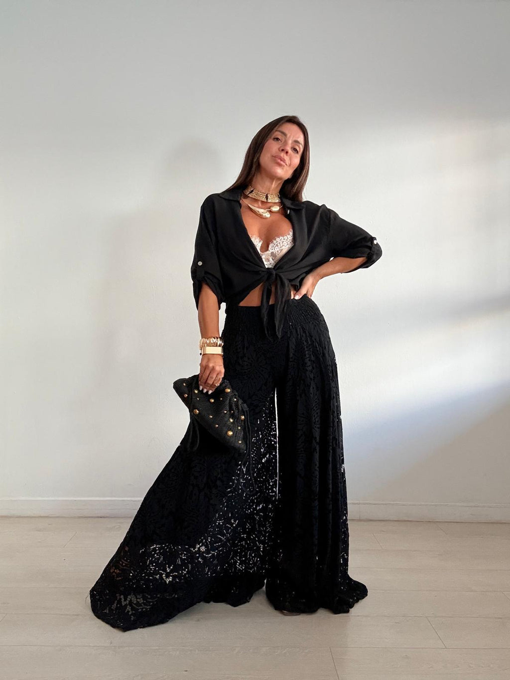 PANTALON ELASTICO TRANSPARENCIAS WIDE LEG