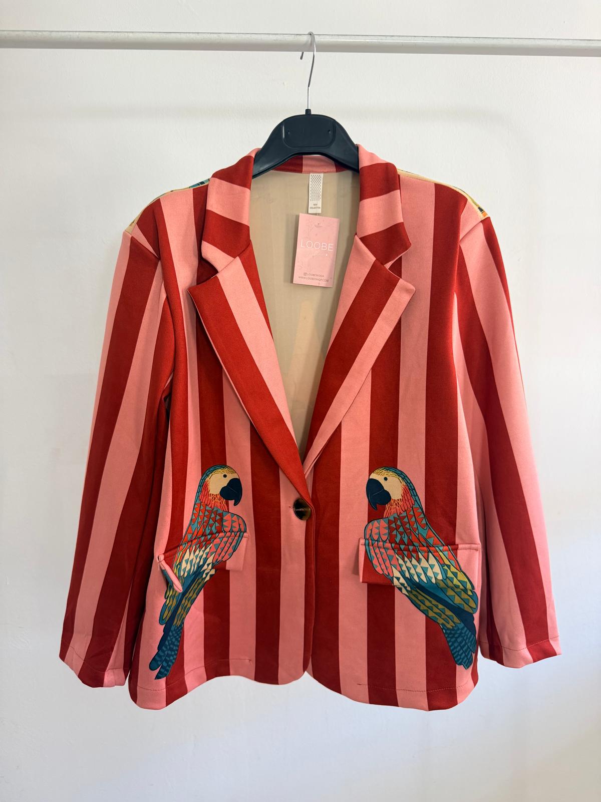 BLAZER ANTELINA RAYAS  LOROS+PALMERA