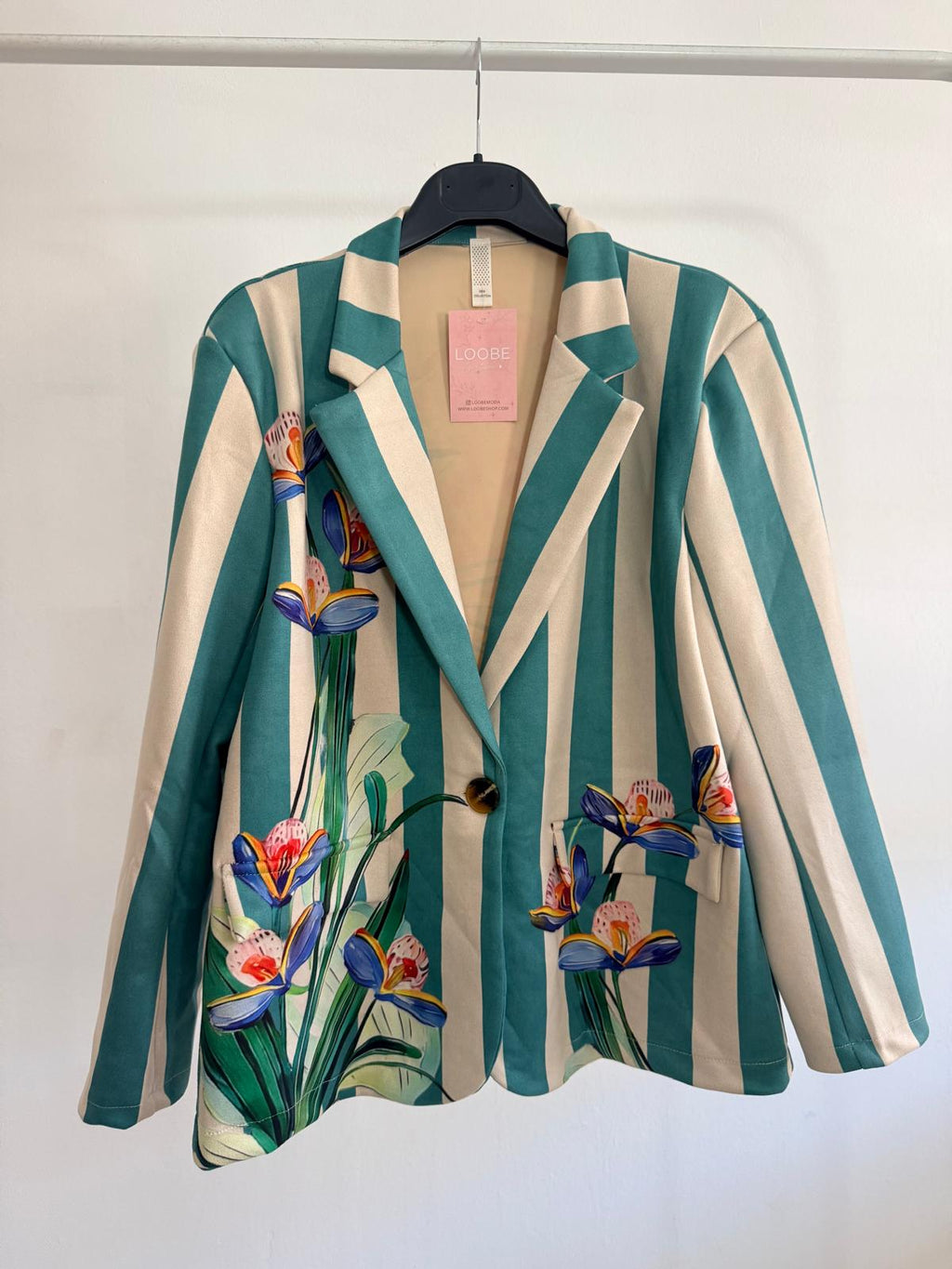 BLAZER ANTELINA RAYAS PANTERA VERDE AGUA
