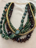 COLLAR ABALORIOS & PIEDRAS VERDES