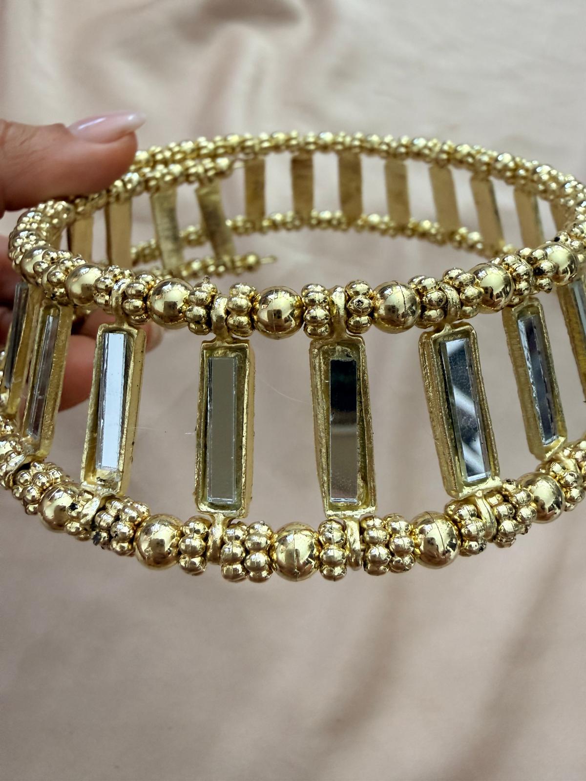 CHOKER PERLAS DORADAS & ESPEJITOS