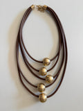 COLLAR MULTICAPA ESFERAS DORADAS