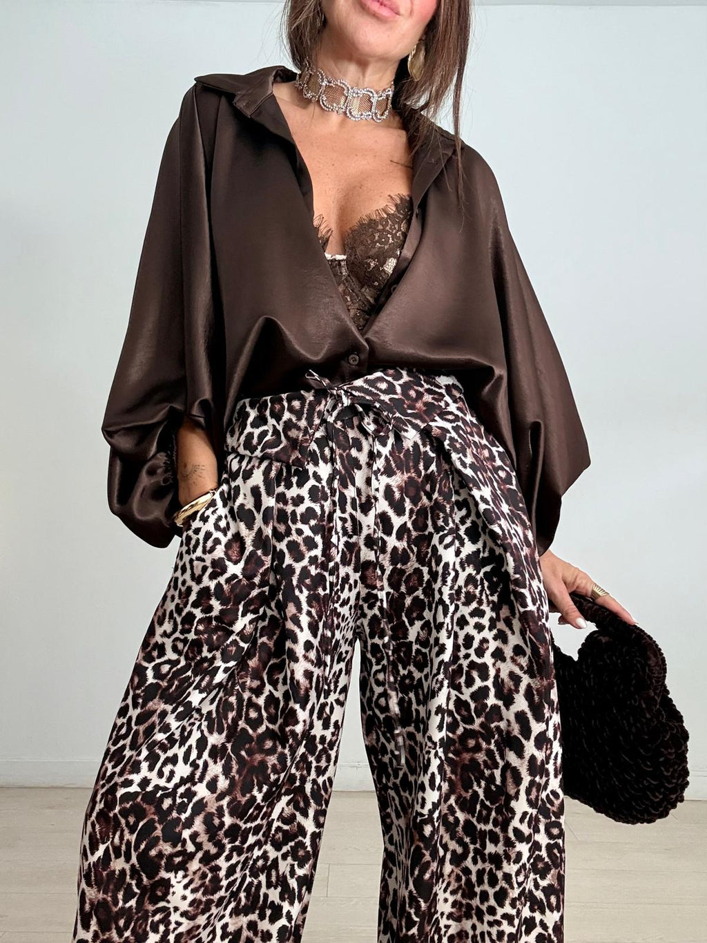 PANTALÓN CINTURA PICOS LEOPARDO