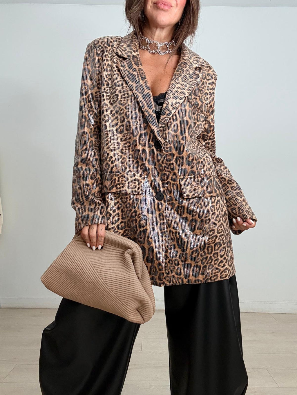 MAXI BLAZER LEOPARDO LENTEJUELAS