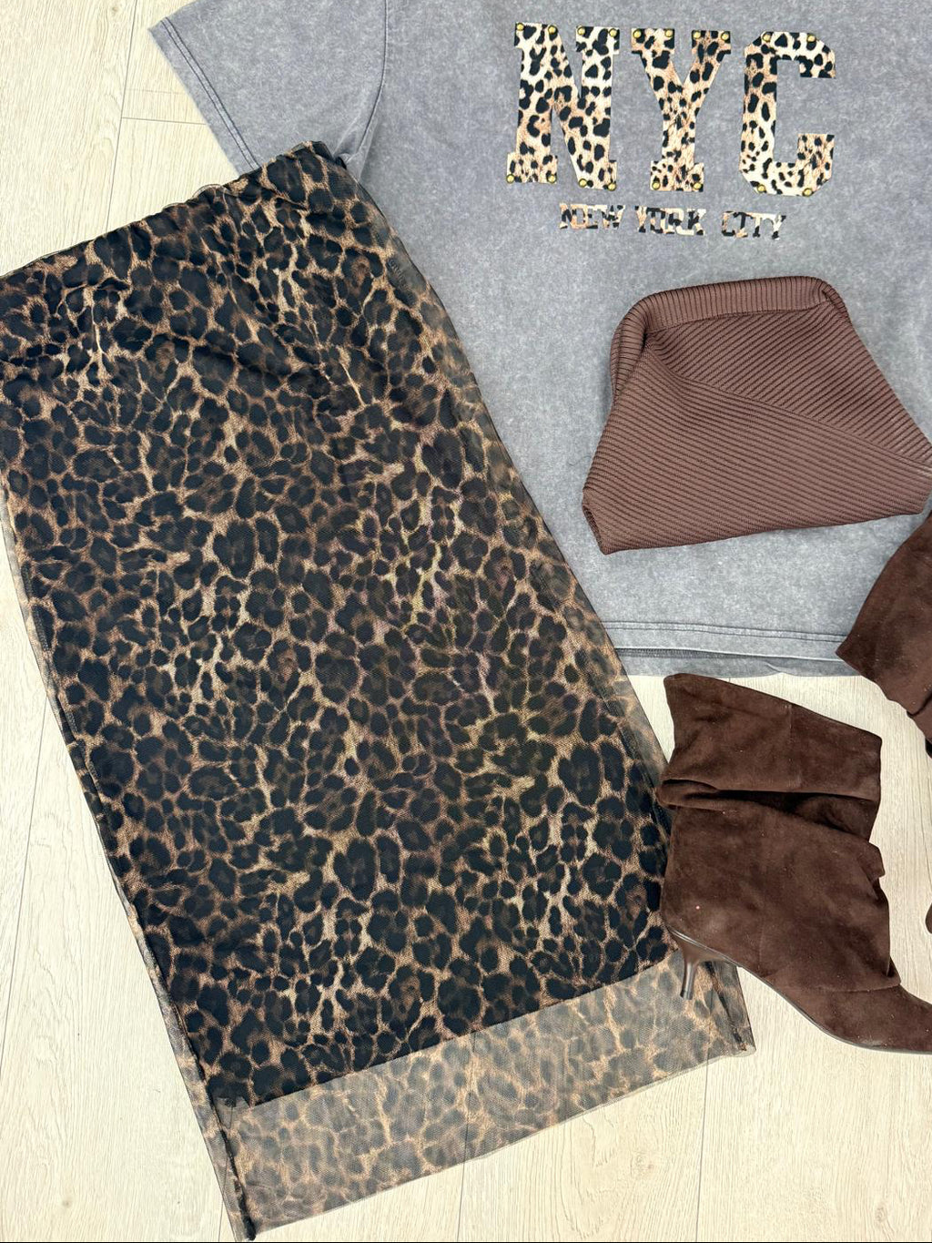 FALDA TULL LEOPARDO