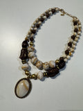 COLLAR DOBLE CUENTAS PIEDRA VINTAGE