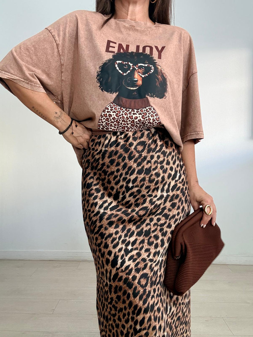 FALDA SATÉN LEOPARDO