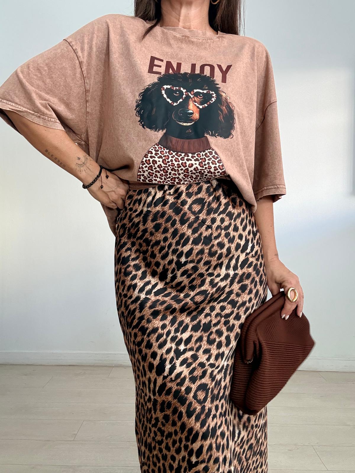 FALDA SATÉN LEOPARDO