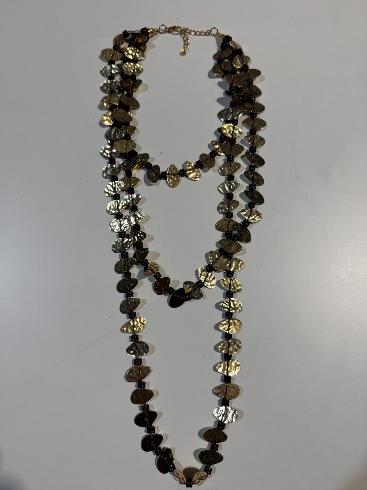 COLLAR LARGO ÓVALOS DORADOS
