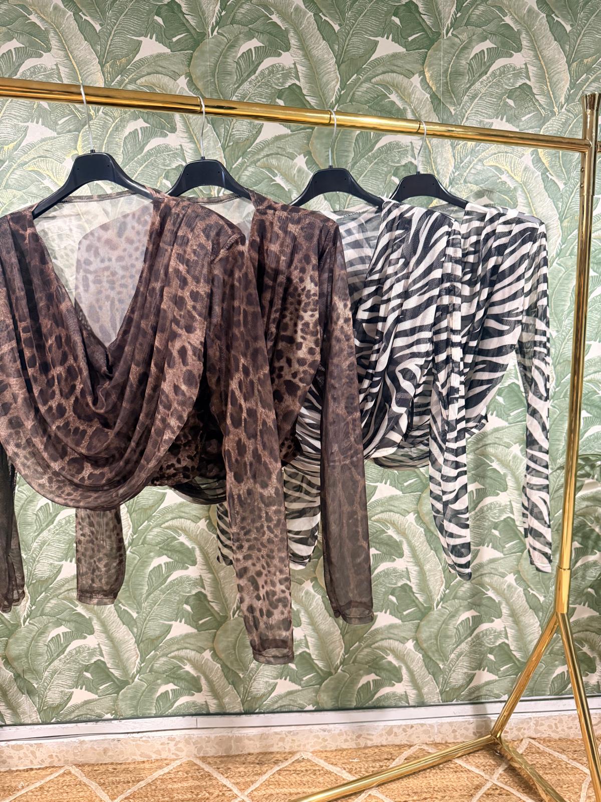 TOP TULL HOMBRERAS ANIMAL PRINT