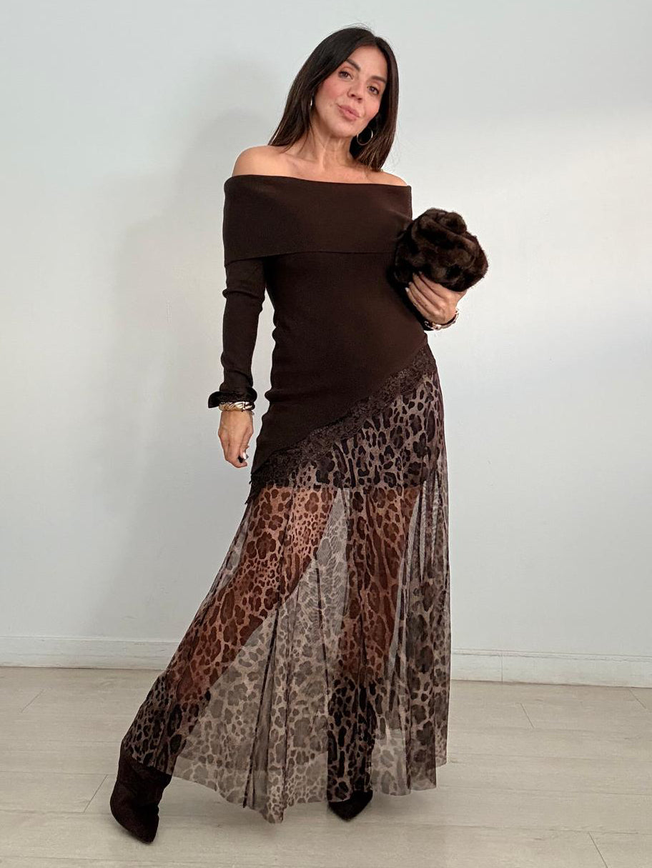 FALDA TULL LEOPARDO