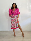 FALDA LARGA LICRA TIGRES FUCSIA/AZUL