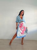 FALDA LARGA LICRA TIGRES ROSA/AZUL
