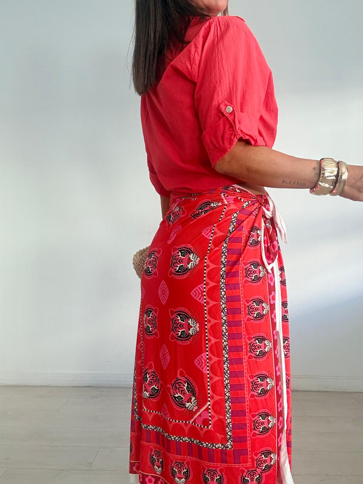 FALDA LARGA LICRA MULTI TIGRES