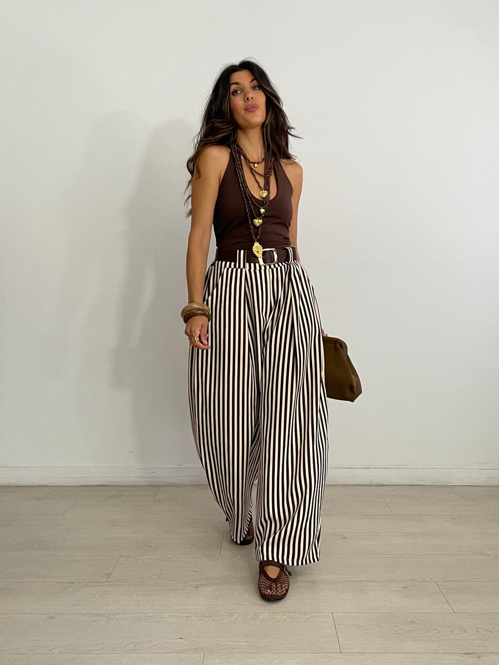 PANTALÓN ANCHO RAYAS + CINTURÓN
