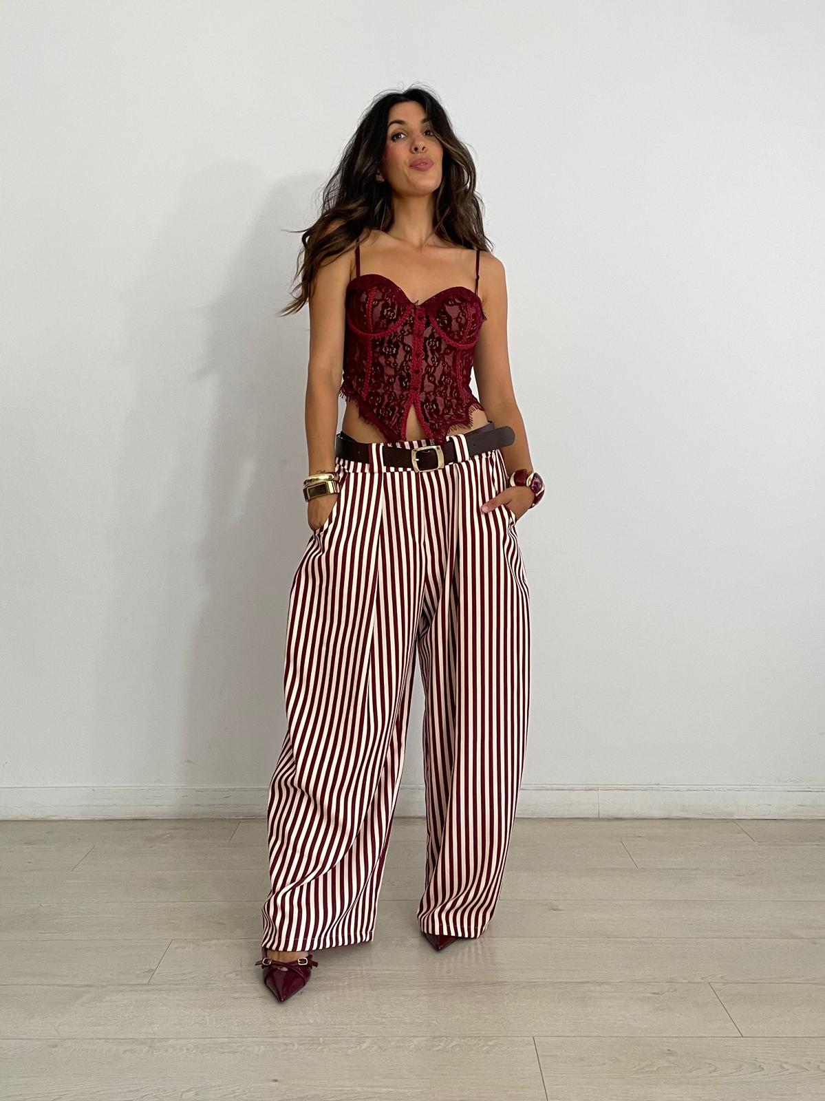 PANTALÓN ANCHO RAYAS + CINTURÓN