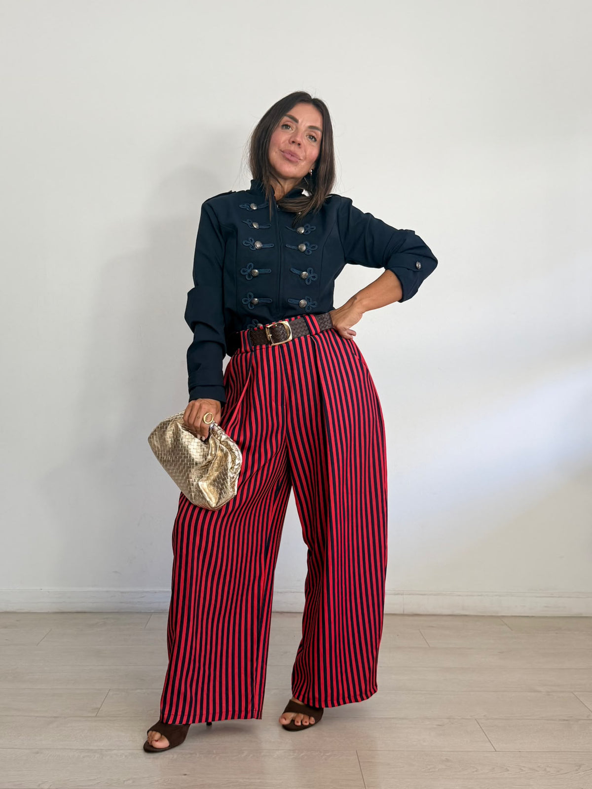 PANTALÓN ANCHO RAYAS + CINTURÓN