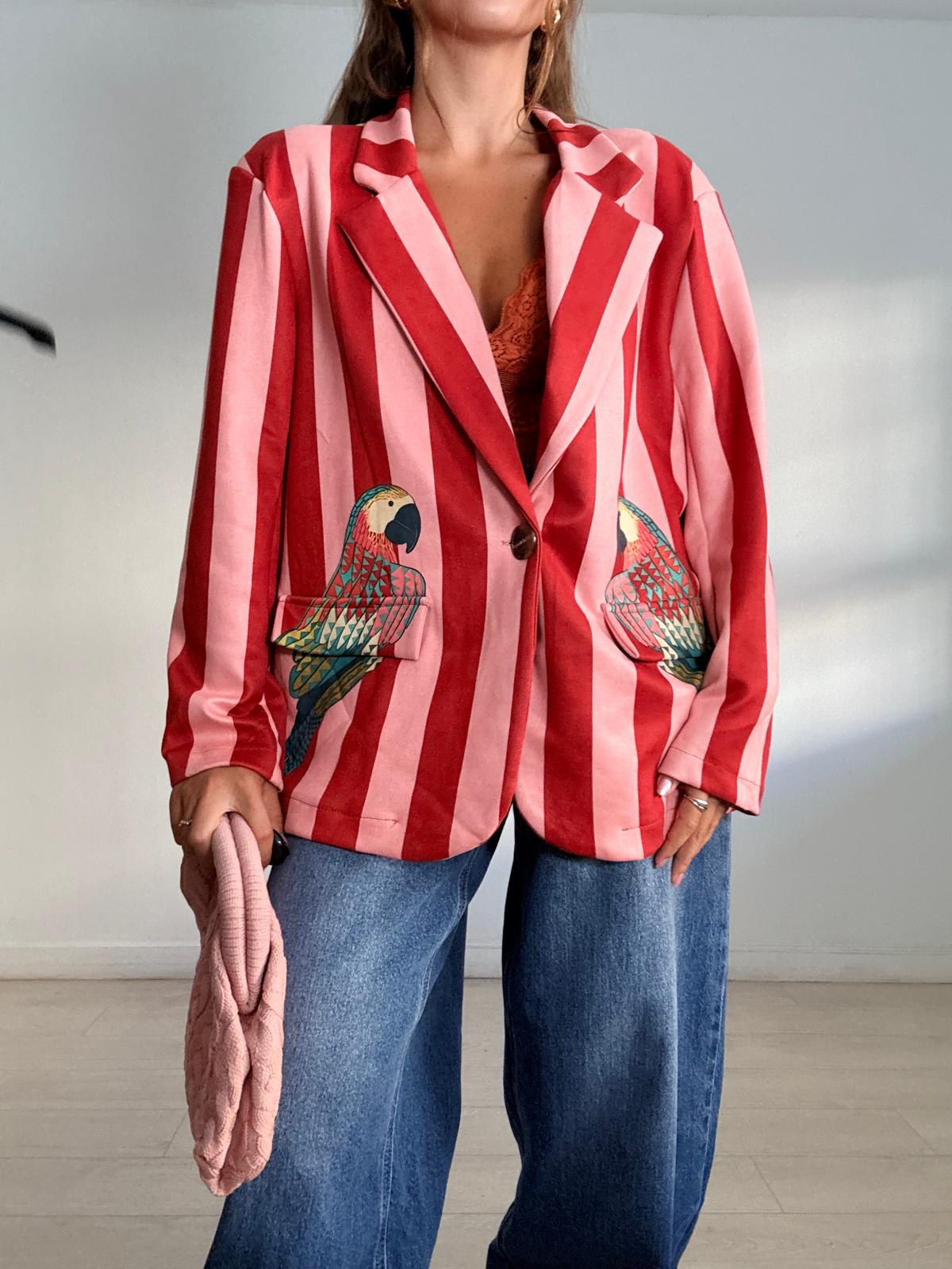 BLAZER ANTELINA RAYAS  LOROS + PALMERA