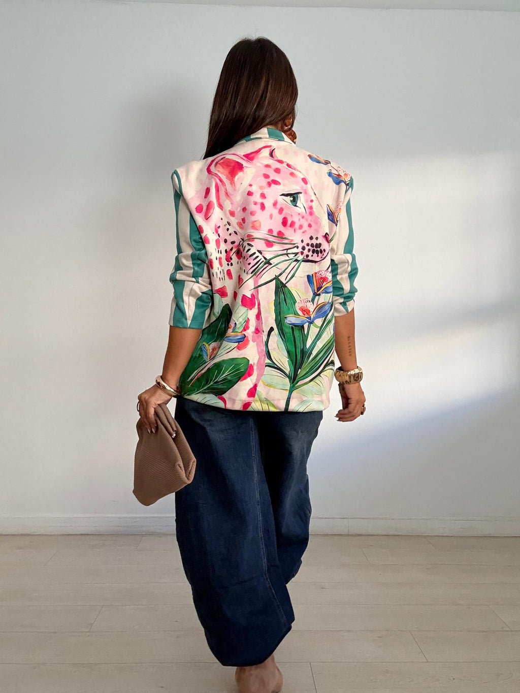BLAZER ANTELINA RAYAS PANTERA VERDE AGUA
