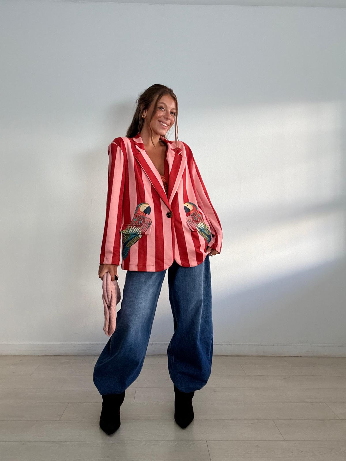 BLAZER ANTELINA RAYAS  LOROS + PALMERA