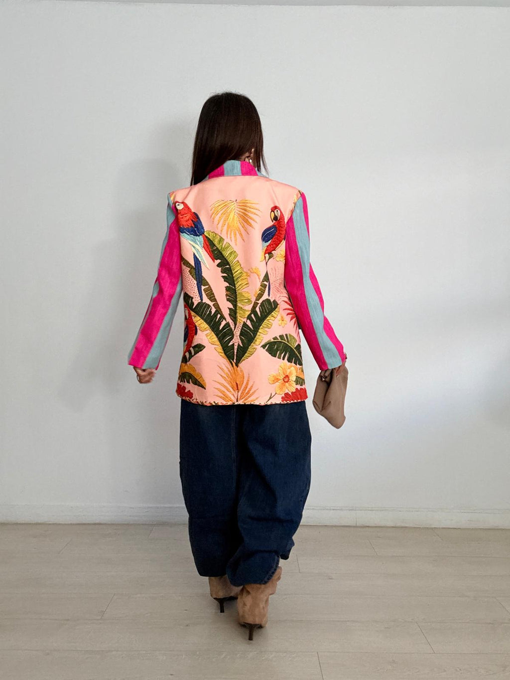BLAZER  LOROS RAYAS  AZUL / ROSA