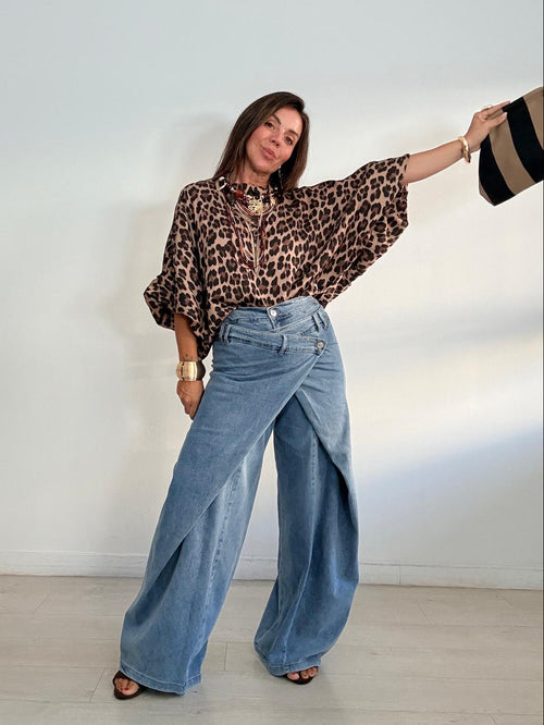 BLUSA BASIC CORTA  LEOPARDO