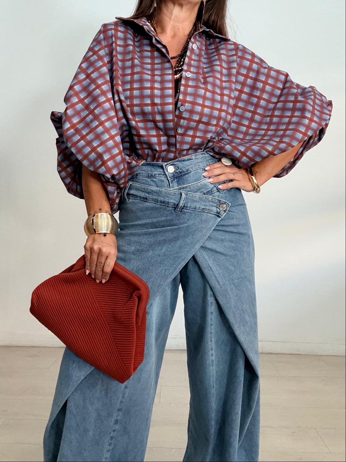 BLUSA OVERSIZE CUADRITOS