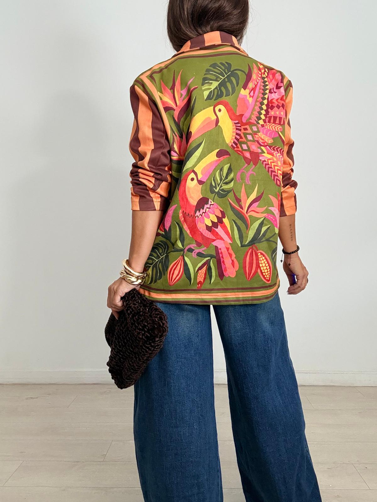 BLAZER ANTELINA PELICAN + RAYAS MARRON /NARANJA
