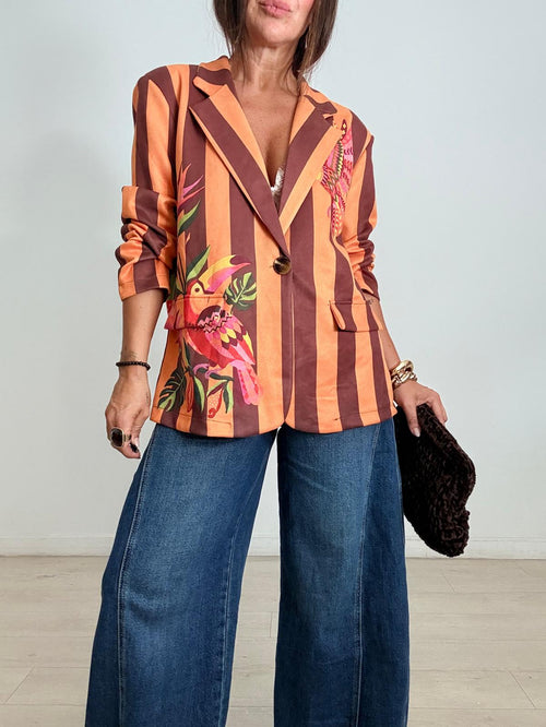 BLAZER ANTELINA PELICAN + RAYAS MARRON /NARANJA