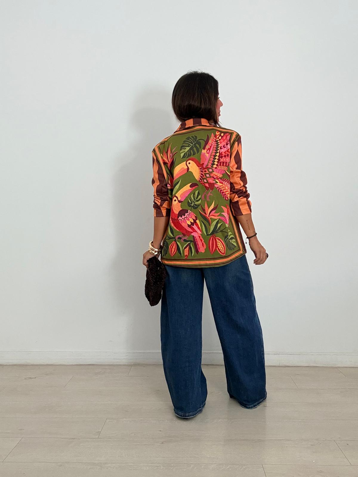 BLAZER ANTELINA PELICAN + RAYAS MARRON /NARANJA